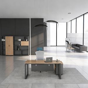 โต๊ะคอมพิวเตอร์สำนักงานสีวอลนัทขาว + ขาเหล็กสีดำ โครงโลหะ โต๊ะเขียนหนังสือสำหรับโฮมออฟฟิศ ชุดโต๊ะกลุ่มพร้อมที่เก็บของ - Product Image 3