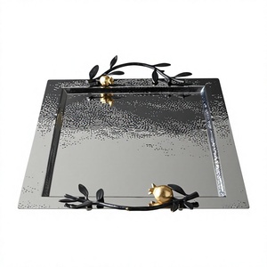 Bandeja Decorativa de Metal con Asa de Granada, Bandejas para Servir Alimentos para Restaurantes, Fiestas y Decoración de Mesa - Product Image 1