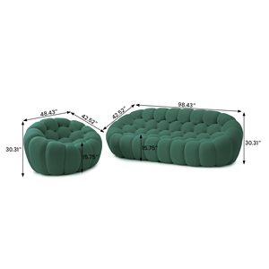 Sofá Curvo de 3 Plazas, Sofá Tapizado Cómodo, Tela de Malla con Forma de Panal 3D Moderno para Sala de Estar, Apartamento SE-103-3 3 Plazas - Product Image 3