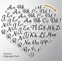 Ensemble de polices de calligraphie élégantes de qualité supérieure, alphabet complet de A à Z, pour invitations de mariage, logo, branding, artisanat, projets de bricolage