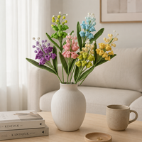LUYI Bouquet de feuilles en laine crochetées écologiques, style féerique romantique, avec branches de fleurs de jacinthe de vigne, pour remise de diplôme et Noël