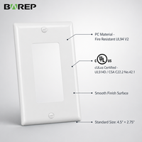 Plaque murale BAREP homologuée CUL, 1 poste, vierge, incassable, en PC, 4,5 x 2,75 pouces, pour montage encastré, compatible prises et interrupteurs standard américains