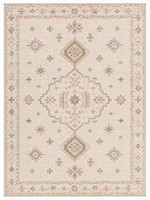 Tapis Samarkand tissé à la main, motif géométrique classique en forme d'étoile |   Tons de terre ivoire |   Mélange de laine et de coton |   Antidérapant |   Écologique |