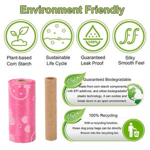 Wholesale Cute Bone Paw Pattern Environmentally Friendly and Biodegradable Pet Poop Bags for Waste Disposal with Poop Bag Holder - Product Image 3