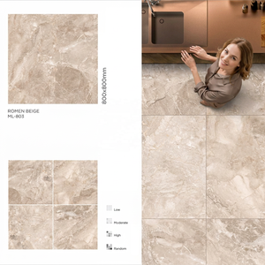 Roman Beige Glossy Marble Look Porcelain Floor <b>Tiles</b> Digital Glazed Premium 80x80cm Design - Product Image 2
