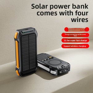 20000mAh ソーラーパワーバンク ワイヤレス充電 内蔵ケーブル 22.5W 急速充電 -15W クイック LED ディスプレイ ユニバーサルソケット - アウトドア - Product Image 4