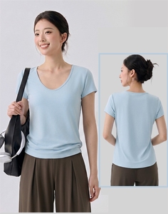 Camisetas Deportivas Personalizadas con Logotipo, Manga Corta, Delgadas, Transpirables, de Secado Rápido, Elásticas, Sólidas, para Gimnasio, Fitness, Yoga - Product Image 5
