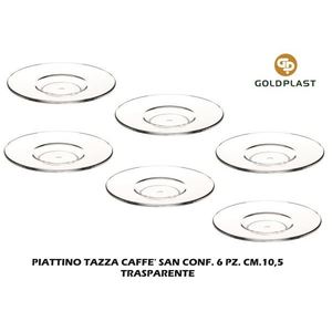 Ensemble de 6 tasses à café et soucoupes transparentes SAN de 10,5 cm pour servir le thé et le café - Product Image 1