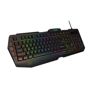 GX610 Gaming Keyboard Rubber Dome Backlit Keytop Structure, With 7 Colors backlight RGB ,MIC Music Equalis