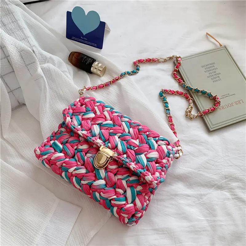 Handmade Woven Bags DIY Material Bags Fabric Strip Thread Crochet DIY Women's Bags