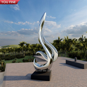 Youfine tùy chỉnh Beachfront biệt thự trang trí nội thất hiện đại gương đánh bóng kim loại điêu khắc trừu tượng thép không gỉ điêu khắc - Product Image 2