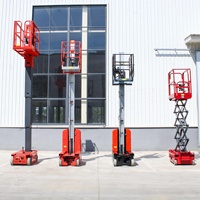 Kendi Kendine Hareket Eden Alüminyum Dikey Mastlı Platform 8m/9.5m Elektrikli Personel Platformu 125kg/160kg Taşıma Kapasitesi 24VDC Akülü