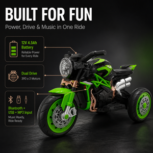 <span class=keywords><strong>Moto</strong></span> électrique pour enfants, jouet à piles 12V, <span class=keywords><strong>3</strong></span> roues, double moteur, <span class=keywords><strong>moto</strong></span> électrique pour enfants avec musique pour garçons et filles - Product Image 3