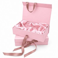 Boîte rigide magnétique haut de gamme personnalisée, pliable, en carton, avec couvercle à rabat, poignée en ruban, impression UV pour extensions de cheveux