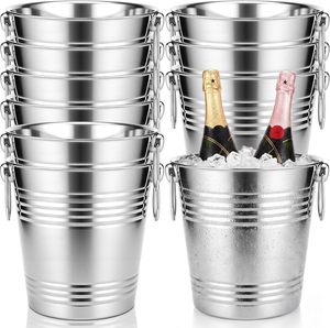 Round Stainless Steel <b>Ice</b> <b>Bucket</b> Metal Beer Tub Cube Container Wine Champagne Cooler Handles Copper <b>Ice</b> <b>Buckets</b> - Product Image 1