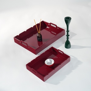Plateaux de service en laque de qualité supérieure avec poignées, plateaux décoratifs empilables pour la maison, la cuisine et la table à manger - Product Image 4