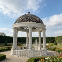 Pavillon de jardin extérieur sur mesure, grand, imperméable, toit rond, en pierre naturelle, gazebo de mariage en marbre
