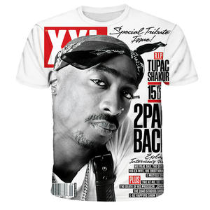 <span class=keywords><strong>Tupac</strong></span> Magliette con carattere stampato in 3D da uomo a manica corta stile Hip Hop in nero taglie da S a 6XL in poliestere/cotone - Product Image 4