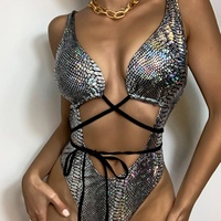Logo personnalisé maillot de bain une pièce femmes Body métallisé brillant carnaval Body maillots de bain carnaval Jouvert vente en gros