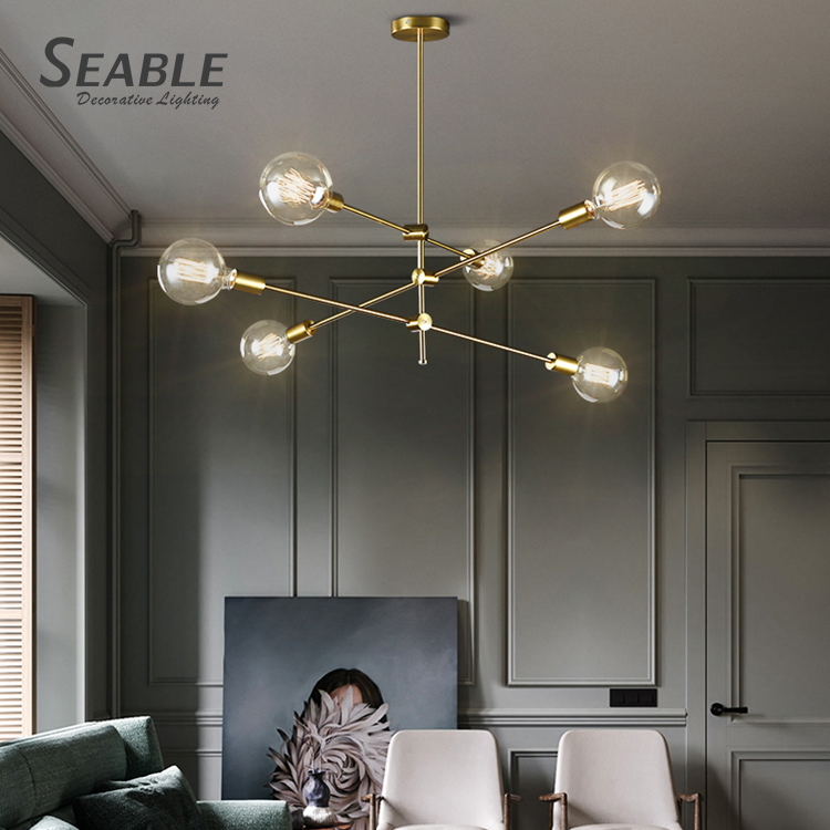 Simple Modern Home Lamp Bronze Clear Glass Design Living room G9 Chandelier