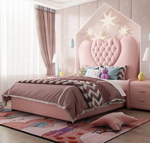 NOVA Popolare Set Camera da Letto Rosa per Ragazze, Letto Doppio in Legno per Bambini con Testiera a Forma di <span class=keywords><strong>Cuore</strong></span> Imbottita - Product Image 4