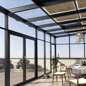 Véranda en aluminium avec verre trempé, maison en verre isolée, imperméable, coupe-vent, sur mesure, terrasse de villa, solarium avec porte coulissante - Product Image 2