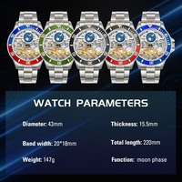 Montre de plongée FORSINING FSG8316M4 pour homme, marques de luxe, bracelet en acier inoxydable, squelette mécanique, horloge sportive lumineuse