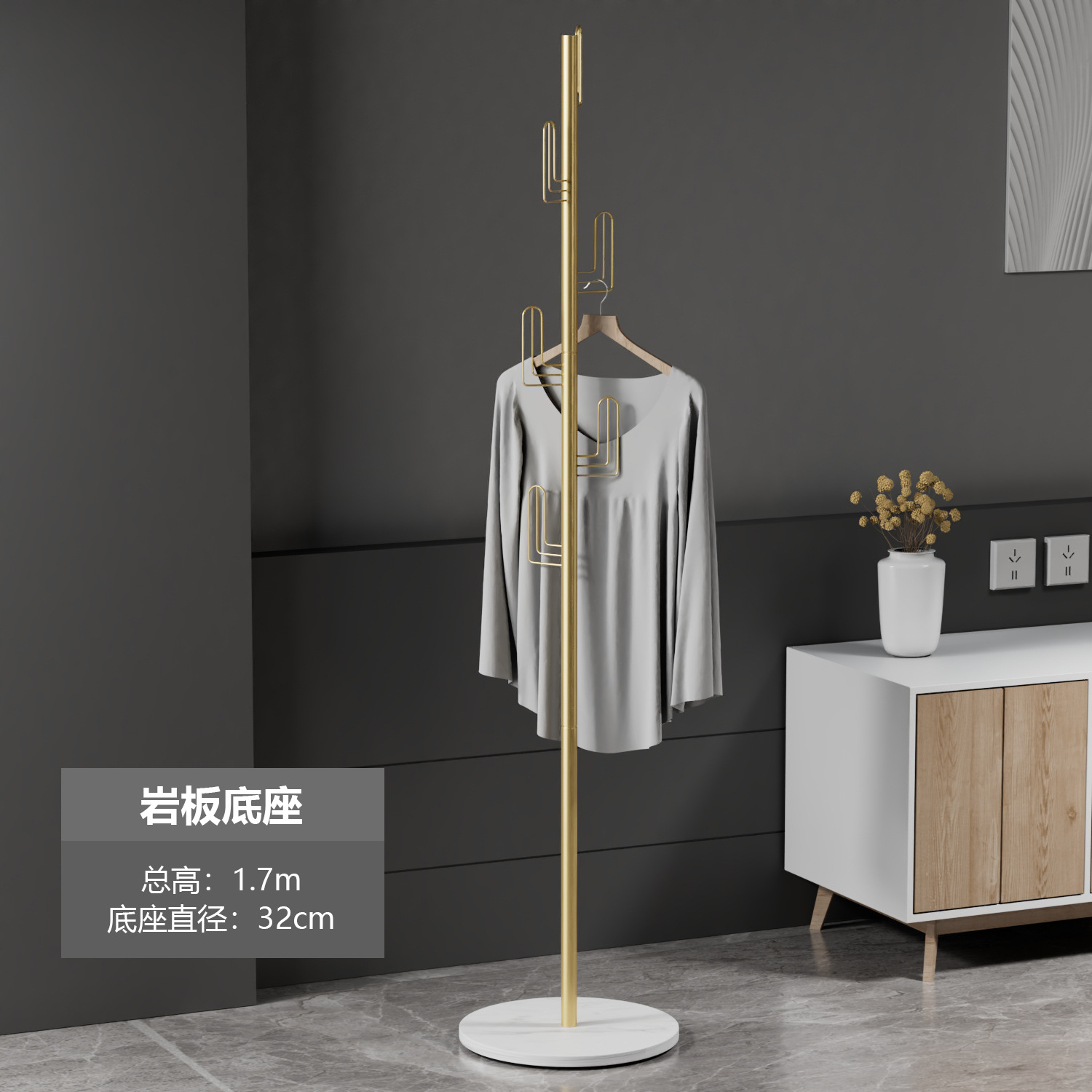 Snow mountain white slate golden pole