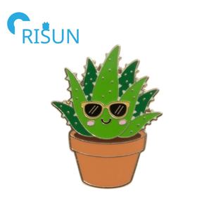 Fábrica lindo esmalte Cactus flor hierba Aloe <span class=keywords><strong>Vera</strong></span> planta <span class=keywords><strong>en</strong></span> maceta insignia broche alfileres Metal suculento botánico esmalte Pin insignia - Product Image 4
