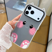 Coque de téléphone mignonne à motif de dessin animé style Ins pour Apple iPhone 17 16 15 14 13 12 11 Pro Max, étui de protection souple avec oreilles de chat