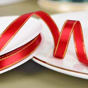 स्थायी कस्टम पन्नी गोल्ड मुद्रण 1 इंच साटन रिबन क्रिसमस रिबन - Product Image 2