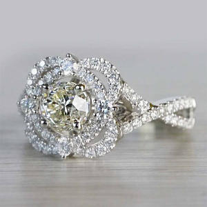 Anello di Diamanti F1031 in Oro Bianco, Taglio Brillante Naturale Rotondo, Colore G, Gioiello di Fidanzamento per Donne - Product Image 1