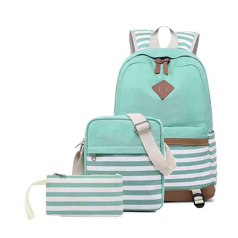 Школьный ранец для девочек, повседневный холщовый рюкзак в полоску, милые рюкзаки для девочек-подростков, школьная сумка, Набор детских школьных сумок