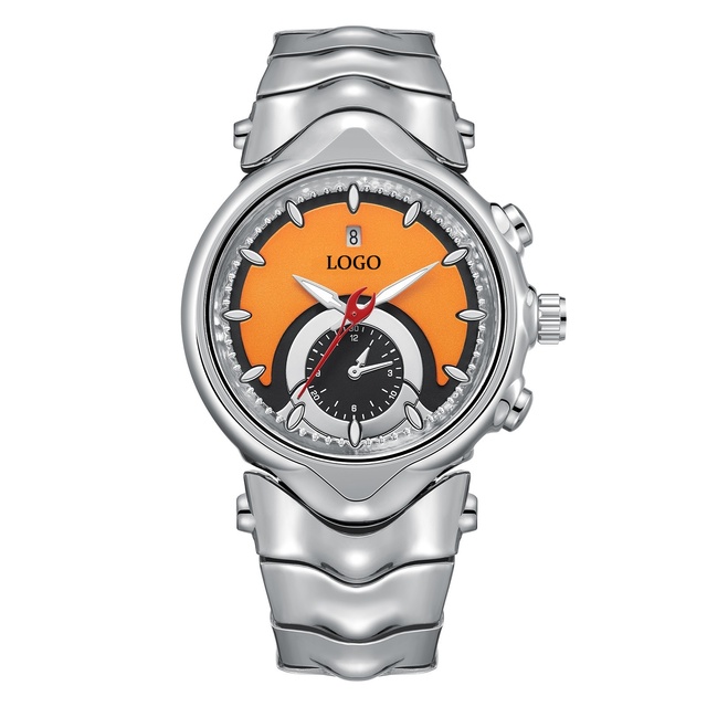 Custom Watches Unique Metal Wristwatch Futuristic Men Quartz Watches Stainless Steel Strap Stylish Male Watch