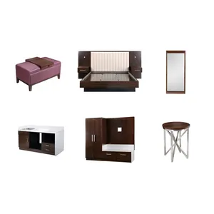 Marque Huatai Fournisseur de meubles Panneau de bois personnalisé Ensemble de meubles de chambre d'hôtel moderne