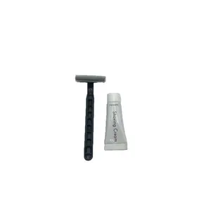 Maquinilla de afeitar desechable de plástico OEM para hotel más maquinilla de afeitar de seguridad de doble filo con pasta de 10g