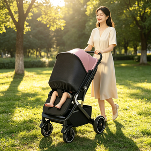 Poussette tout-terrain légère et pliable JXB High Landscape avec barre de traction - Product Image 1