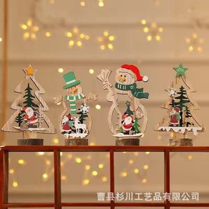 Wooden <b>Christmas</b> Snowman And <b>Tree</b> Ornaments Medium Size Handicraft Desktop Decorations For Holiday Display - Product Image 3