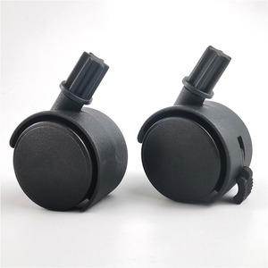 Roulettes pivotantes avec frein, noires, capacité de charge de 60 kg, pour chaise, meubles, chariot, accessoires, rouleaux en plastique - Product Image 1