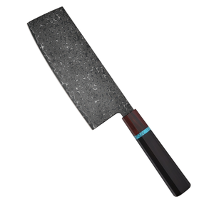 Cuchillo Nakiri de Acero de Damasco con Mango Octogonal de Madera Empalmada y Espaciador Turquesa, Hoja Afilada para Cortar Verduras y Carne - Product Image 1