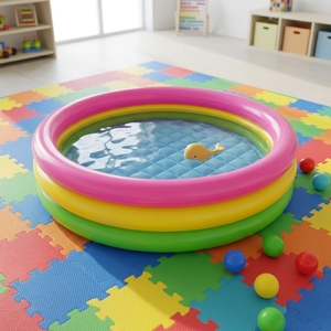 <span class=keywords><strong>Piscina</strong></span> Inflable <span class=keywords><strong>Redonda</strong></span> con Fondo de Burbujas y Pelotas Rebotantes, Material de PVC para Nadar y Pescar - Product Image 2