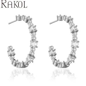 RAKOL EP5536 Trendy CC Style Silver-Plated Zircon Brass Fashion Shopping Wedding Pendientes de mujer - Product Image 2