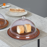Support à gâteau personnalisable en résine avec base en bois d'hévéa, plateau de service multifonctionnel, couvercle en acrylique, durable, pour mariage et anniversaire