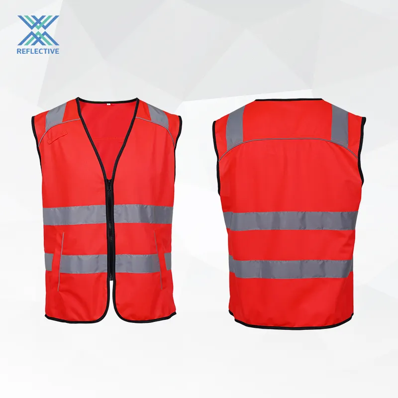 LX ขายส่งเสื้อกั๊กความปลอดภัยการมองเห็นสูง สีแดง เสื้อกั๊กความปลอดภัยในอุตสาหกรรมการมองเห็นสูง เสื้อกั๊กสะท้อนแสงการก่อสร้าง
