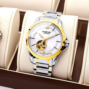 Reloj Mecánico Analógico para Hombre Mige Luxury Gold, Acero Inoxidable 316L, Cristal de Zafiro, Elegante Diseño Calado, Automático - Product Image 1