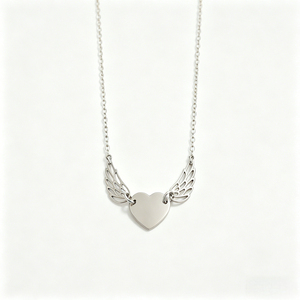 Collana <span class=keywords><strong>con</strong></span> Ciondolo a Cuore Ali d'Angelo Traforato Placcato Oro 18K, in Acciaio Inossidabile, Personalizzabile <span class=keywords><strong>con</strong></span> <span class=keywords><strong>Nome</strong></span> Inciso, Regalo all'Ingrosso - Product Image 2