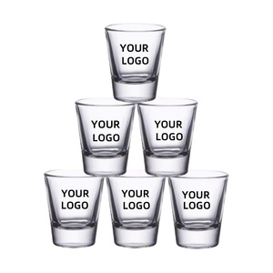 Tazza piccola trasparente in vetro da 1.5 once di vetro stampato stampato di alta qualità - Product Image 1