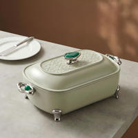 JIN PENG Ensemble de chauffe-plats isothermes de luxe en acier inoxydable 304 blanc, boîte à lunch rectangulaire grande capacité