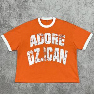 T-shirt décontracté streetwear, col rond, coupe courte, t-shirt ample, fabricant, impression sérigraphique, coton, t-shirts graphiques surdimensionnés - Product Image 1