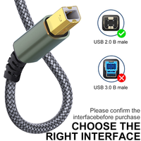 Kabel Printer USB 2-in-1 USB B ke USB C/A Kabel Printer Kecepatan Tinggi Kabel MIDI Jalinan Nilon Kompatibel dengan HP/Dell